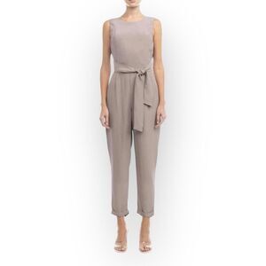 NWT Lost April Sleeveless Jumpsuit with back straps - Driftwood Taupe Brown M